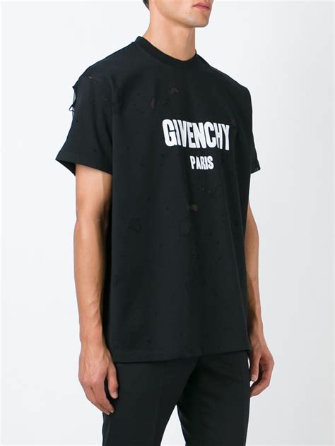 givenchy men's black t-shirt|givenchy distressed t shirt.